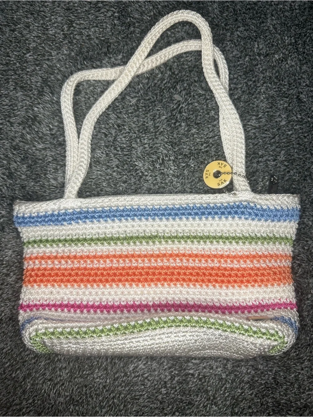 The Sak Multicolor Striped Crochet Shoulder Bag Boho Y2K Tote